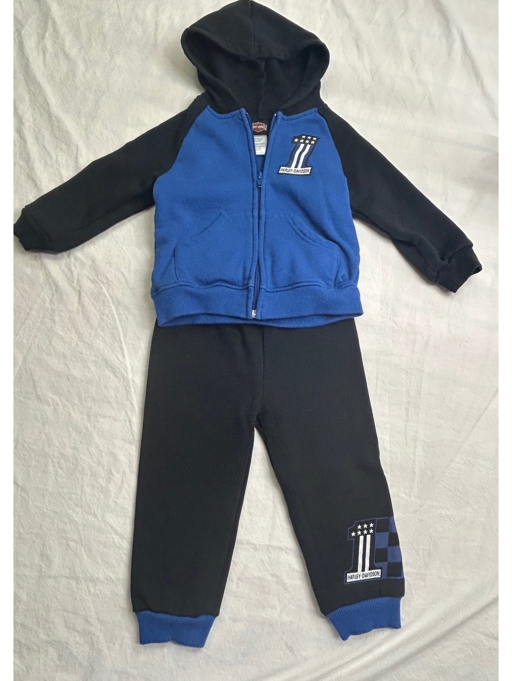 Harley-Davidson Kids 2 Pc Hoodie Jogger Set Blue Black 18-24M Toddler